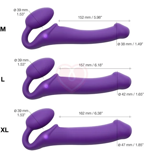Безремневой страпон с вибрацией и пультом управления Strap-on-me XL фиолетовый фото 9