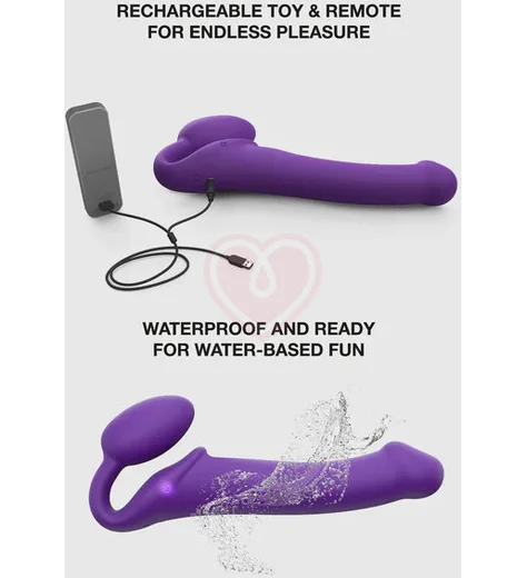 Безремневой страпон с вибрацией и пультом управления Strap-on-me XL фиолетовый фото 10