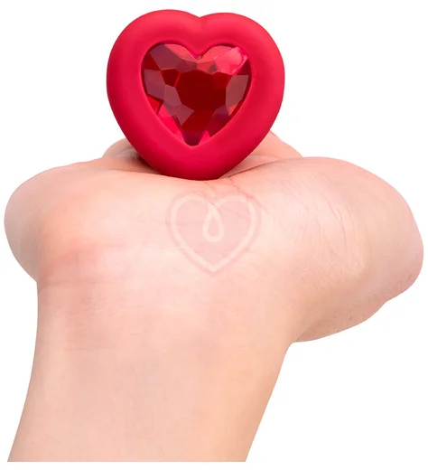 Анальная пробка с кристаллом сердцем и вибрацией b-Vibe Heart Shape Jewel Plug M/L красная фото 4