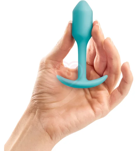 Утяжелённая анальная пробка для ношения b-Vibe Snug Plug 1 мини голубая фото 2