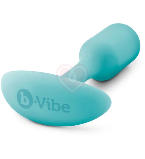 Утяжелённая анальная пробка для ношения b-Vibe Snug Plug 1 мини голубая фото 4
