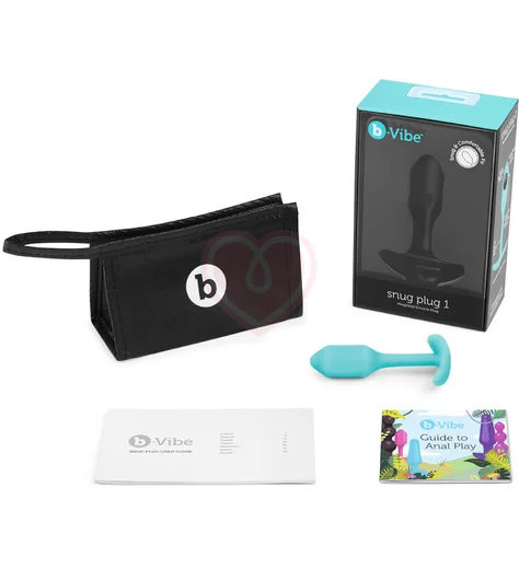 Утяжелённая анальная пробка для ношения b-Vibe Snug Plug 1 мини голубая фото 5