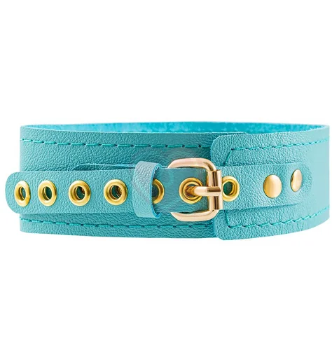 Кожаный ошейник Pecado голубой фото 3