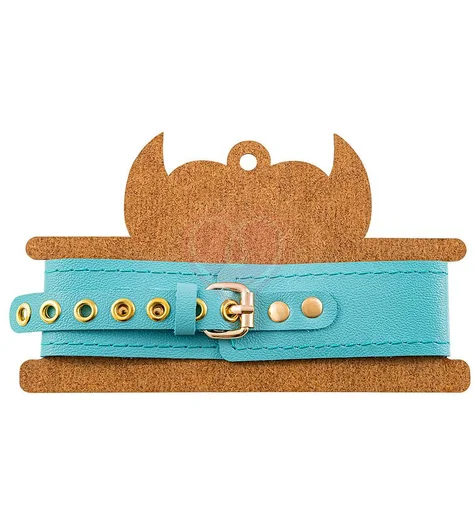 Кожаный ошейник Pecado голубой фото 7