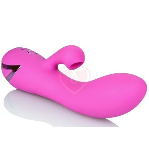 Вибратор с вакуумным клиторальным стимулятором Malibu Minx розовый фото 5