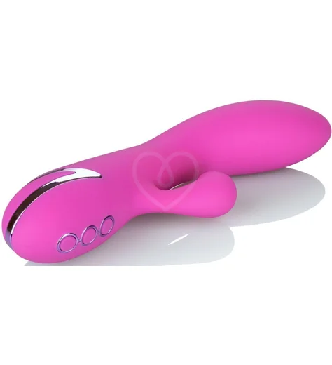 Вибратор с вакуумным клиторальным стимулятором Malibu Minx розовый фото 6