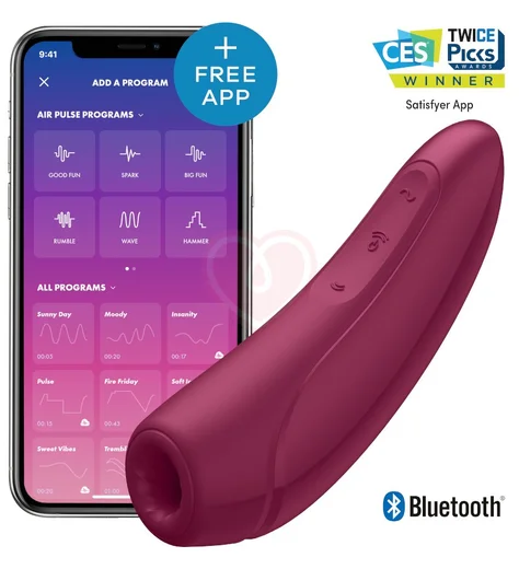 Вакуумный стимулятор с приложением Satisfyer Curvy 1+ бордовый фото 4