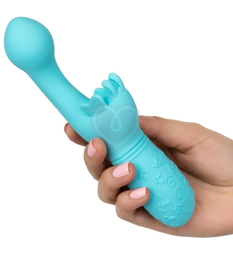 Вибратор с клиторальным стимулятором-бабочкой Butterfly Kiss голубой фото 3