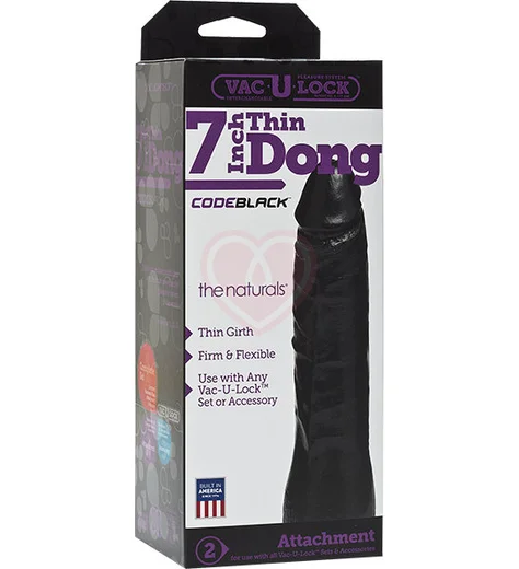 Насадка фаллоимитатор Vac-U-Lock CodeBlack Thin Dong 18 см черная фото 2