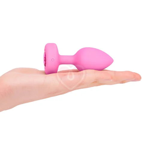 Анальная пробка с кристаллом сердцем и вибрацией b-Vibe Heart Shape Jewel Plug S/M розовая фото 5