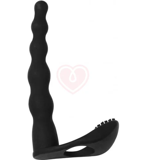 Вибронасадка для двойного проникновения со стимуляцией клитора Pure Passion Farnell 17 см чёрная фото 3