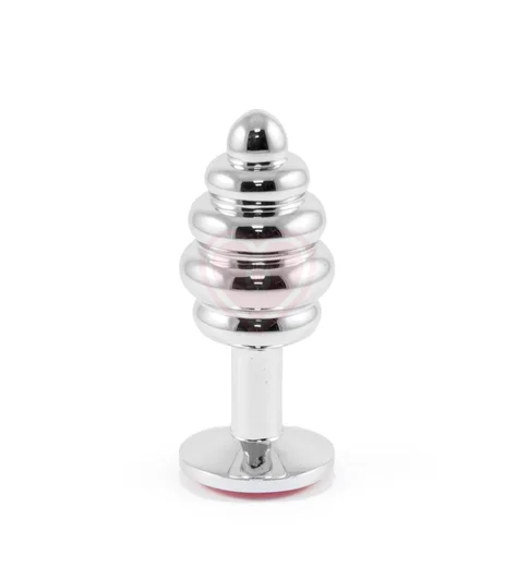 Анальная пробка Silver спираль с прозрачным кристаллом фото 2