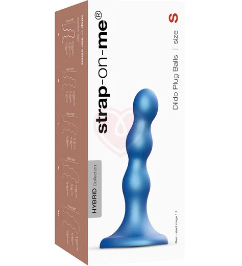 Рельефный фаллоимитатор Strap-On-Me Dildo Plug Balls размер S 12,5 см голубой фото 5