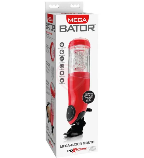 Автоматический мастурбатор ротик с держателем Mega-Bator Mouth красный фото 5