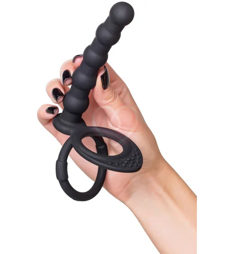 Фактурная насадка для двойного проникновения Toyfa Double Penetration чёрная фото 6