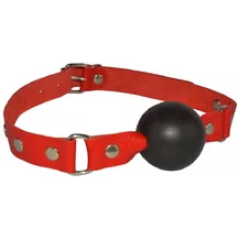 Кляп с кожаным ремешком и латексным шаром Sitabella красный