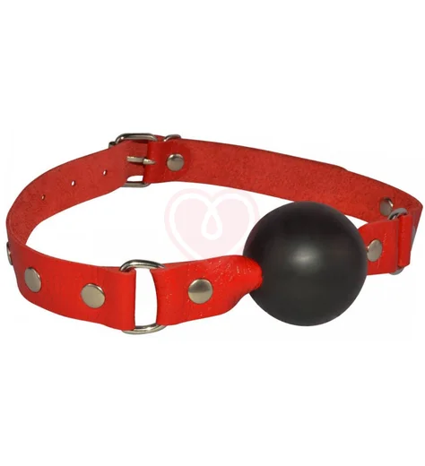 Кляп с кожаным ремешком и латексным шаром Sitabella красный фото 1