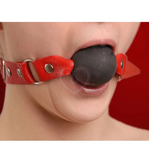 Кляп с кожаным ремешком и латексным шаром Sitabella красный фото 2