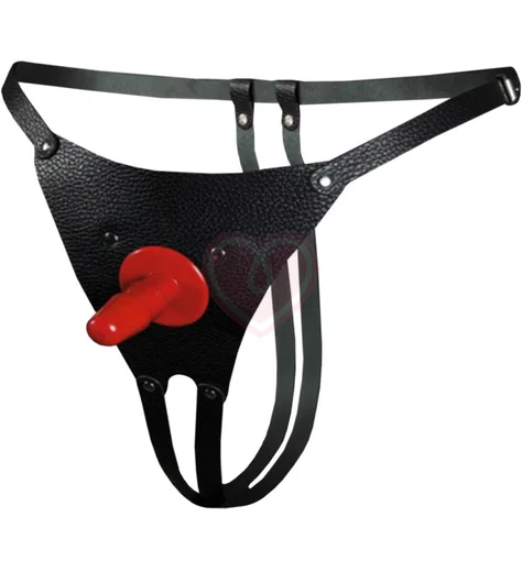 Трусики кожаные для насадки Vac-U-Lock Комфорт чёрные фото 1