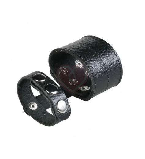 Поводок для члена и мошонки с клепками чёрный фото 3