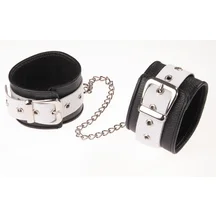 Оковы кожаные с длинной цепочкой Sitabella чёрно-белые