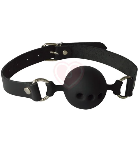 Кляп с кожаным ремешком и силиконовым шариком фото 1