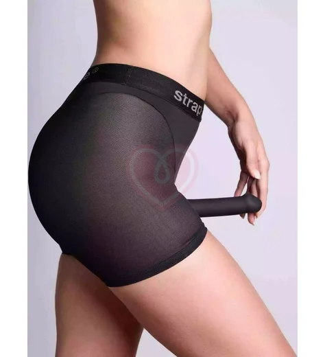 Трусики-шорты с кольцом для страпона Strap-On-Me Harness Halo чёрные фото 2