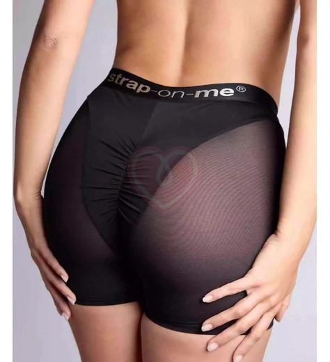 Трусики-шорты с кольцом для страпона Strap-On-Me Harness Halo чёрные фото 3