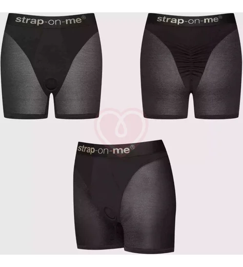 Трусики-шорты с кольцом для страпона Strap-On-Me Harness Halo чёрные фото 5