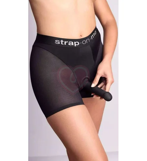 Трусики-шорты с кольцом для страпона Strap-On-Me Harness Halo чёрные фото 6