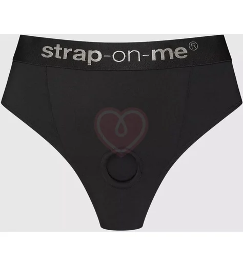 Трусики с высоким поясом с кольцом Strap-On-Me Harness Idole чёрные фото 1