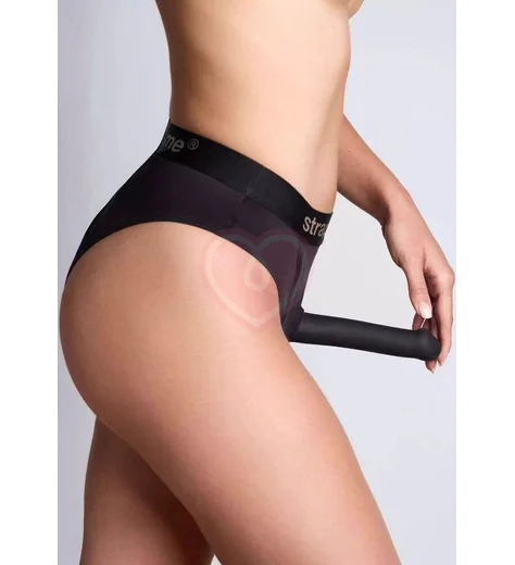 Трусики с высоким поясом с кольцом Strap-On-Me Harness Idole чёрные фото 2