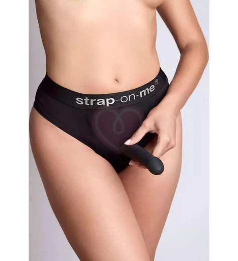 Трусики с высоким поясом с кольцом Strap-On-Me Harness Idole чёрные фото 6