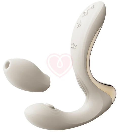 Вибратор с насадкой для вакуумной стимуляции Zalo Talis белый фото 1