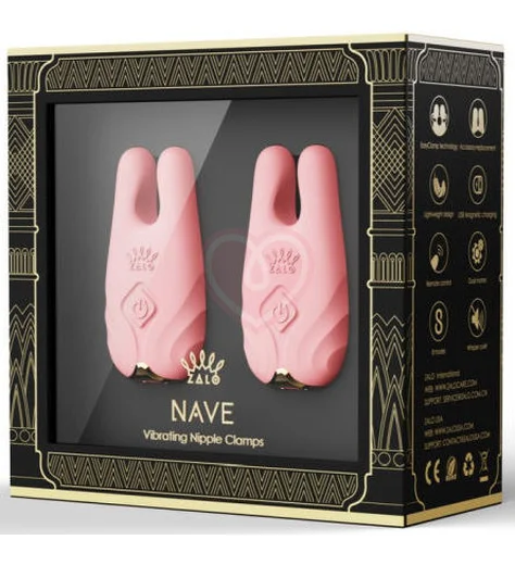 Зажимы для сосков с вибрацией Zalo Nave розовые фото 7