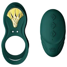Эрекционное кольцо с вибрацией и пультом дистанционного управления Zalo Bayek зелёное