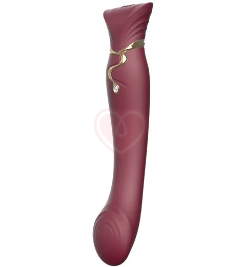 Вибратор с пульсирующей головкой и насадкой для вакуумной стимуляции Zalo Queen красный фото 2