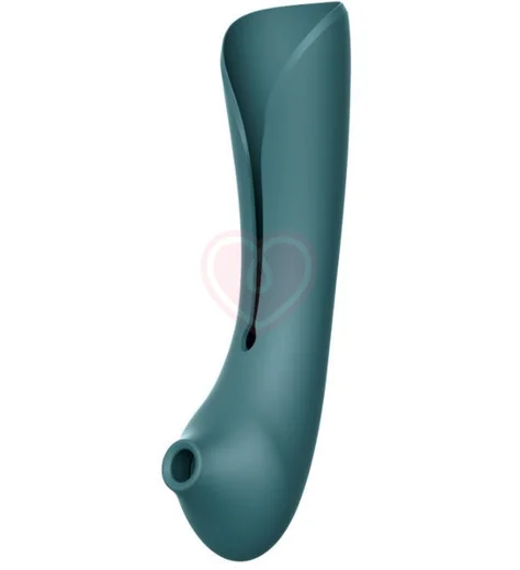 Вибратор с пульсирующей головкой и насадкой для вакуумной стимуляции Zalo Queen зелёный фото 4