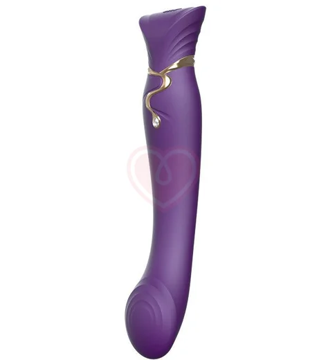 Вибратор с пульсирующей головкой и насадкой для вакуумной стимуляции Zalo Queen фиолетовый фото 2