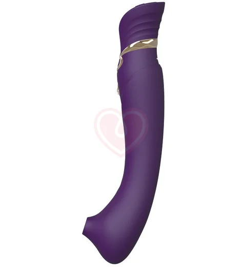 Вибратор с пульсирующей головкой и насадкой для вакуумной стимуляции Zalo Queen фиолетовый фото 6