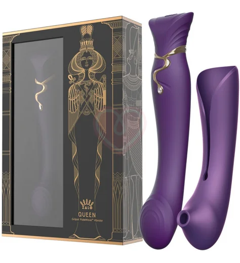 Вибратор с пульсирующей головкой и насадкой для вакуумной стимуляции Zalo Queen фиолетовый фото 7