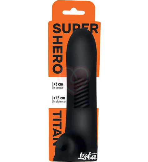 Насадка удлинитель с отверстием для мошонки Lola Games Super Hero Titan чёрный фото 8