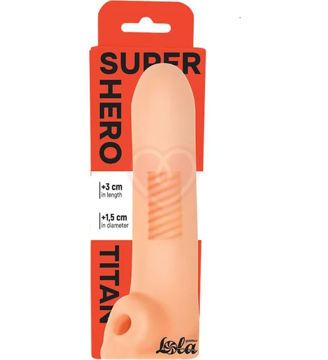 Насадка-удлинитель с отверстием для мошонки Lola Games Super Hero Titan телесная фото 8