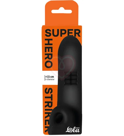 Насадка-удлинитель с отверстием для мошонки Lola Games Super Hero Striker чёрная фото 8