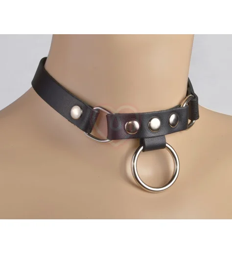 Ошейник Sitabella с клёпками и кольцом чёрный фото 1