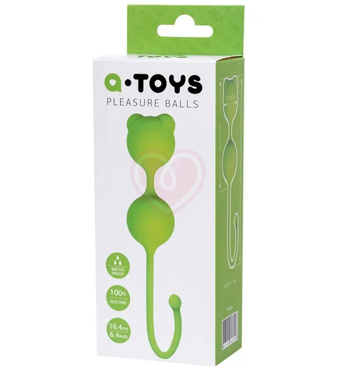 Двойные вагинальные шарики с хвостиком A-Toys by Toyfa Meeko зелёные фото 3