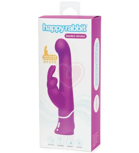 Вибратор с ротацией и стимулятором клитора Happy Rabbit Beaded фиолетовый фото 4