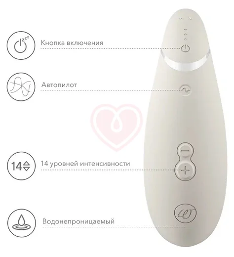 Бесконтактный клиторальный стимулятор Womanizer Premium 2 серый фото 2
