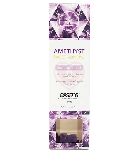 Массажное масло Exsens Amethyst Sweet Almond с аметистом и миндалём 100 мл фото 2