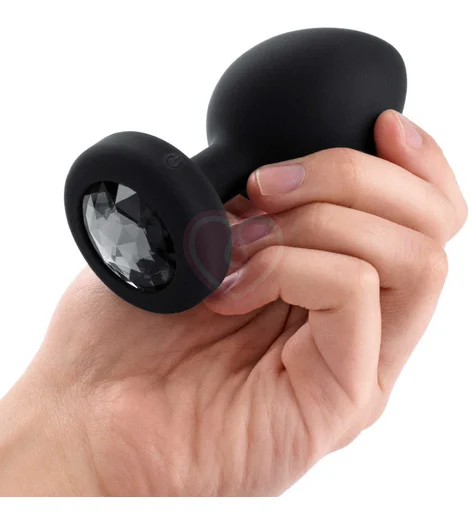 Большая вибропробка b-Vibe Vibrating Jewel Plug с кристаллом и пультом чёрная фото 6